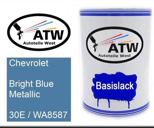 Chevrolet, Bright Blue Metallic, 30E / WA8587: 500ml Lackdose, von ATW Autoteile West.